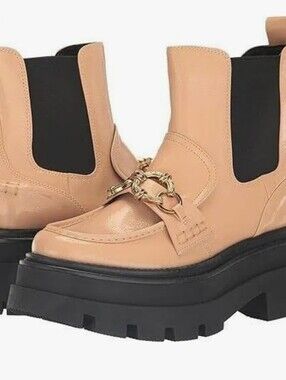 NWT Circus by Sam Edelman BROOKS Blonde Patent Chunky Chelsea Boots size 8.5
